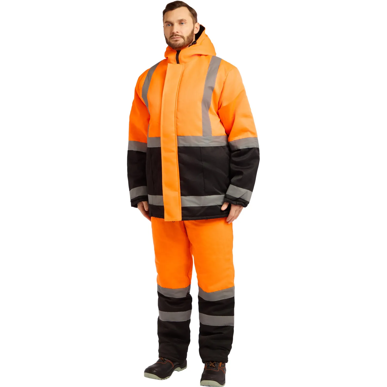 Костюм зимний муж. зд01-КПК оранж./черн. (р.56-58) 170-176 - фото 3