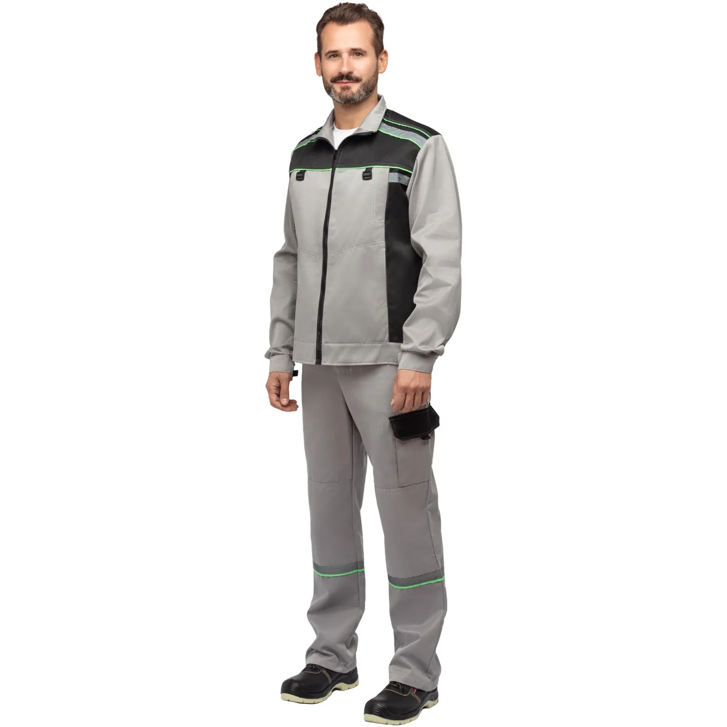 Костюм рабочий летний муж. л26-КПК сер/черн (р.48-50) 170-176 - фото 2