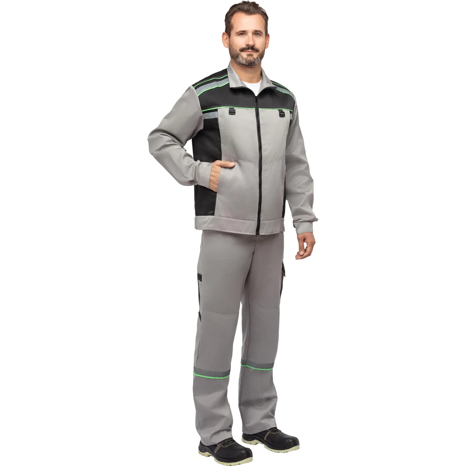 Костюм рабочий летний муж. л26-КПК сер/черн (р.48-50) 170-176 - фото 3