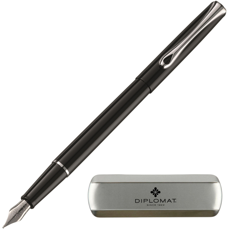 Ручка перьевая DIPLOMAT Traveller black lacquer F синий D10424950 - фото 2