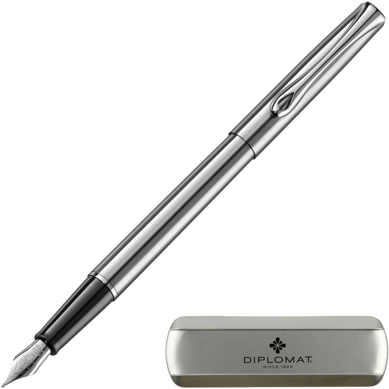 Ручка перьевая DIPLOMAT Traveller stainless steel F синий D10057495 - фото 2