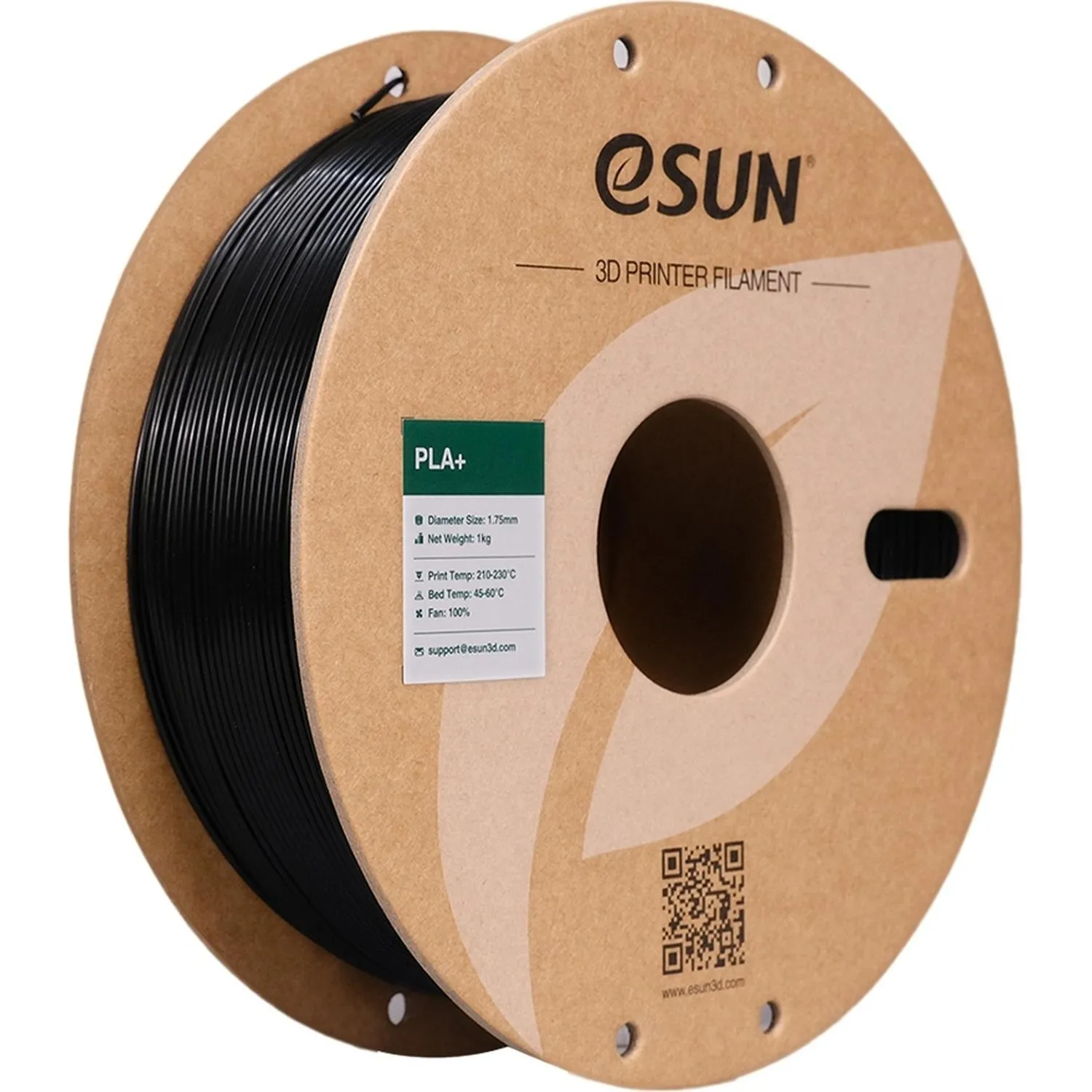 Пластик PLA+ ESUN 1.75 мм 1кг, черная (PLA+175B1) - фото 1