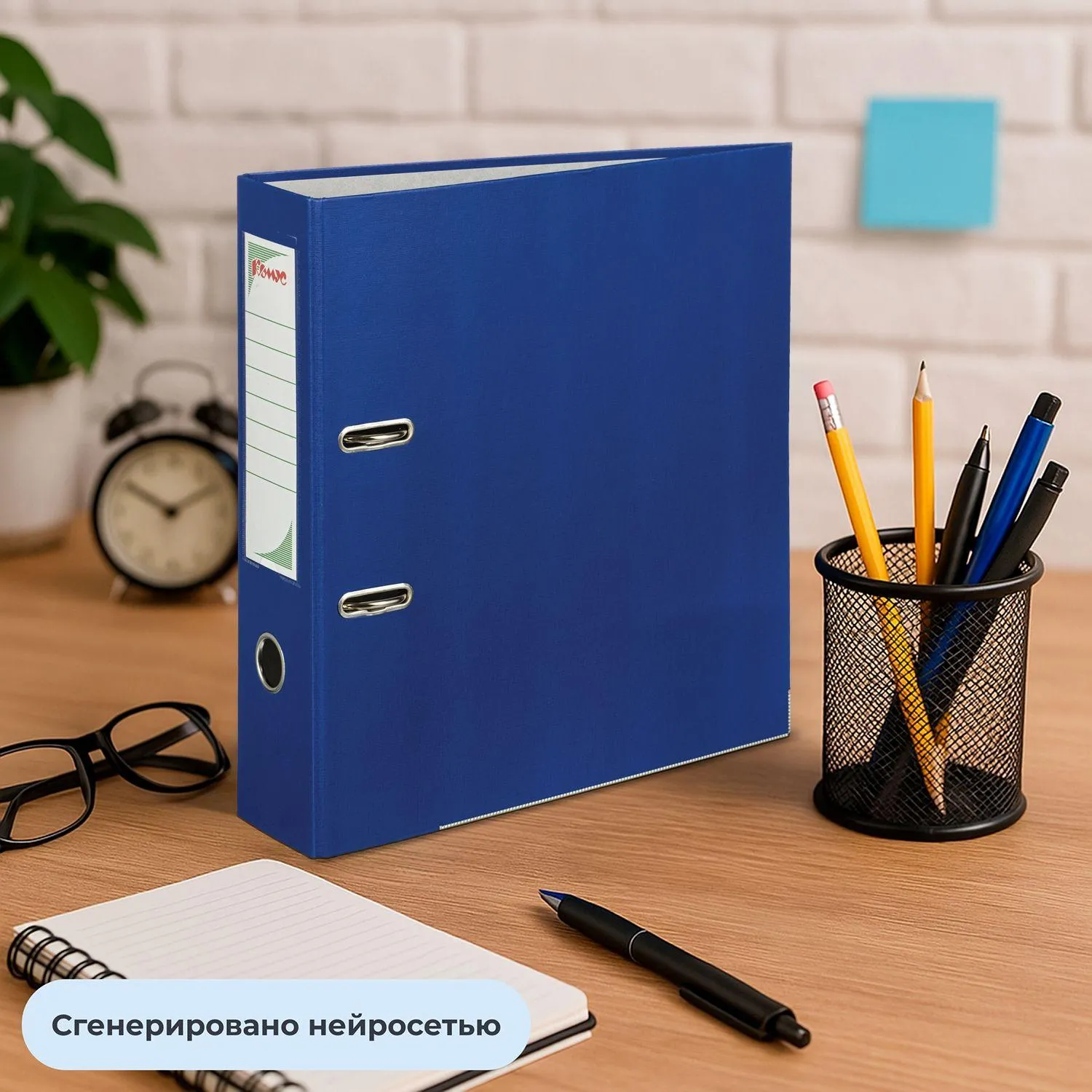 Папка-регистратор с арочн.мех.Комус Экономи 80мм,синяя,ПБП1,карм.кор,мет.уг - фото 11