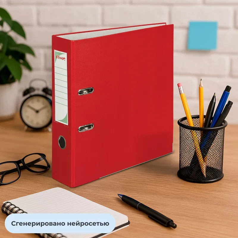 Папка-регистратор с арочн.мех.Комус Экономи 80мм,красн,ПБП1,карм.кор,мет.уг - фото 11