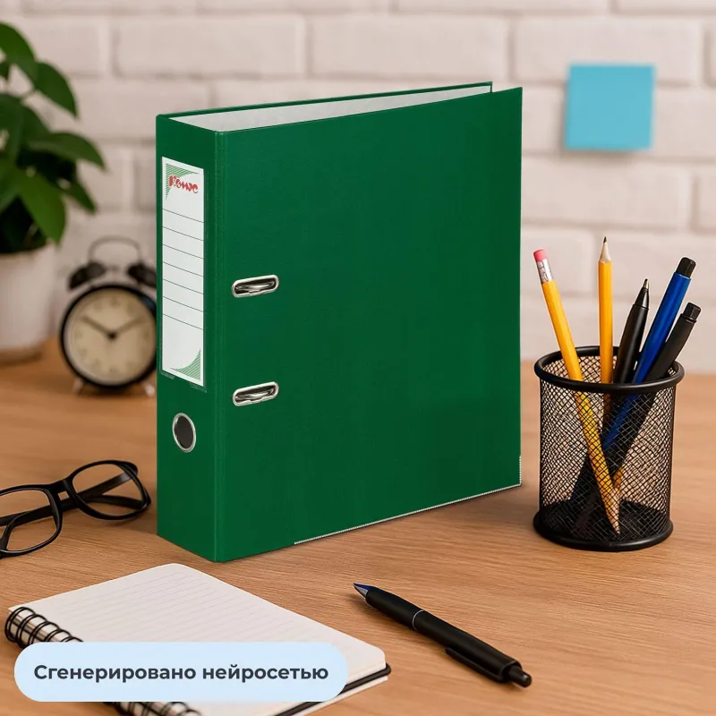 Папка-регистратор с арочн.мех.Комус Экономи 80мм,зелая,ПБП1,карм.кор,мет.уг - фото 11