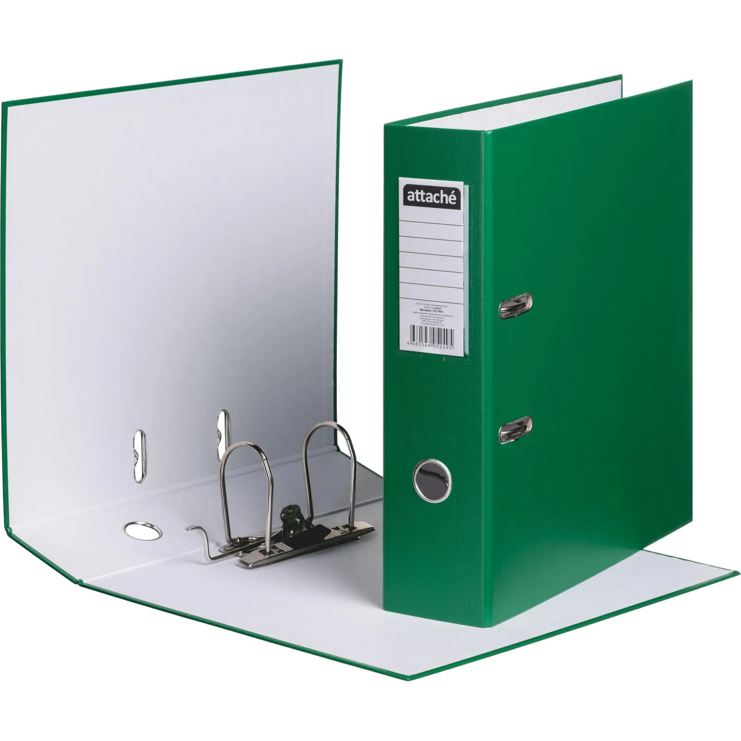 Папка-регистратор с арочн.мех.Attache Экономи 80 мм,зеленый,ПБП1,карм.кор - фото 4