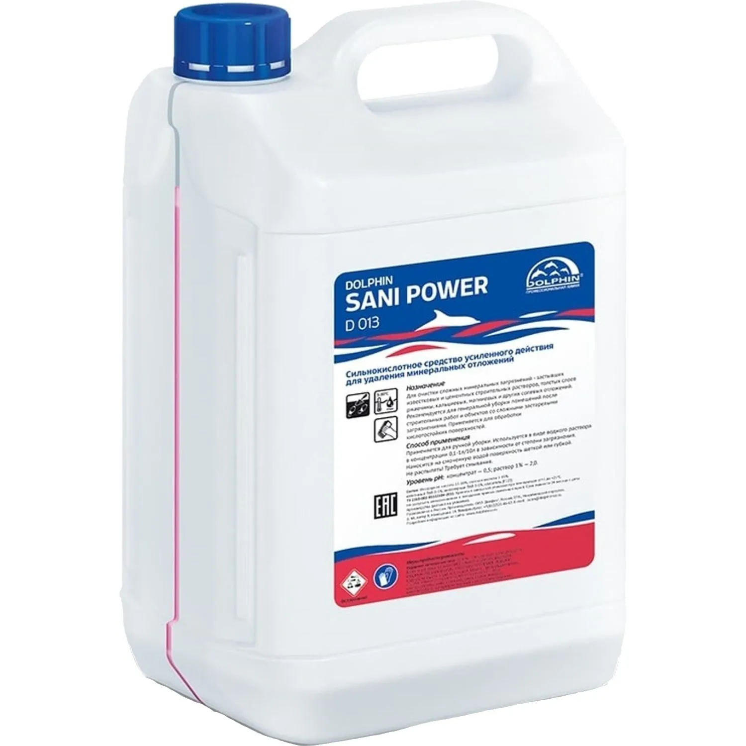 Профхим сантех кисл конц. д/очистки минерал.отлож Dolphin/Sani Power,5л Профхим сантех кисл конц. д/очистки минерал.отлож Dolphin/Sani Power,5л - фото 1
