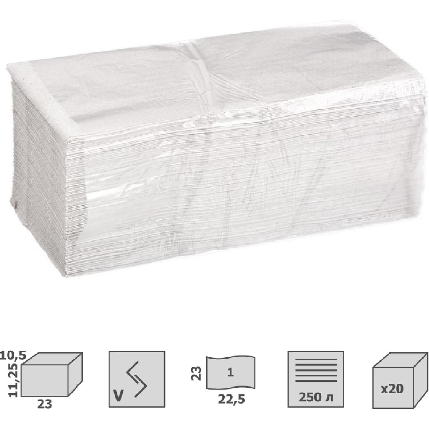 Полотенца бумажные д/дисп V-слож 1сл бел вторич 250л 20пач/уп Полотенца бумажные д/дисп V-слож 1сл бел вторич 250л 20пач/уп - фото 2