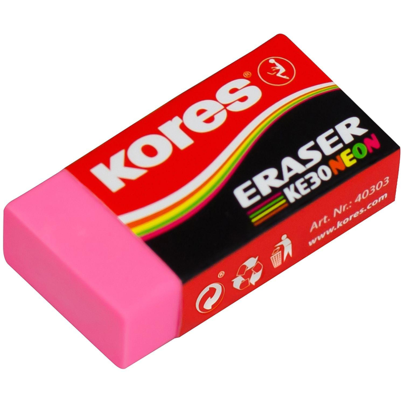 Ластик Kores прямоугольный КЕ-30 1/3 шт., блистер в ассортименте - фото 5