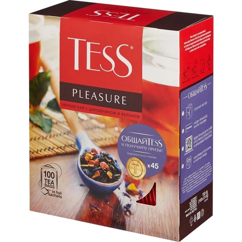 Чай черный TESS Плэжа с шиповником и яблоком 100 пак/уп,730056 - фото 3