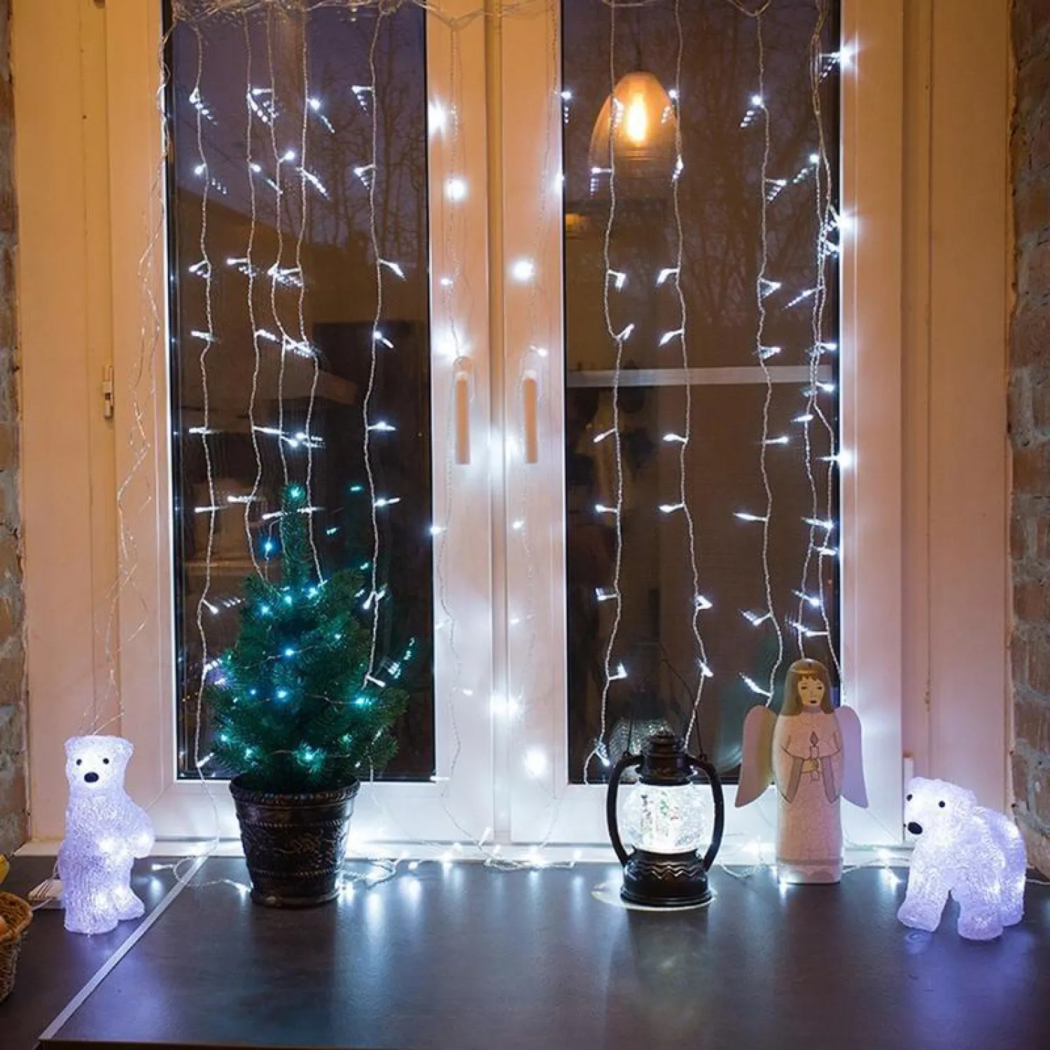 Гирлянда светодиодная Дождь 1,5x1 м, 96 LED, мерцание, Белый,  235-025 - фото 2