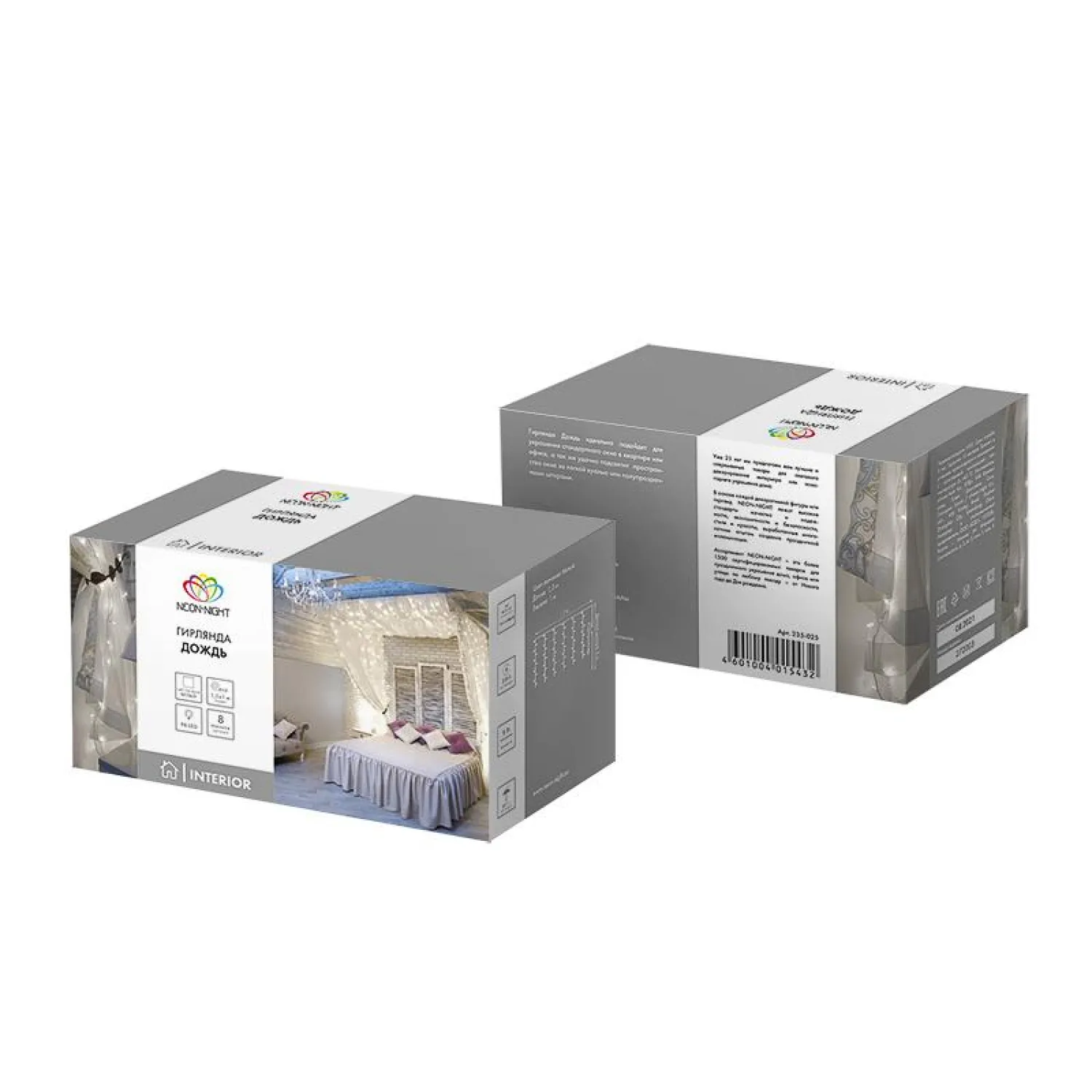 Гирлянда светодиодная Дождь 1,5x1 м, 96 LED, мерцание, Белый,  235-025 - фото 4