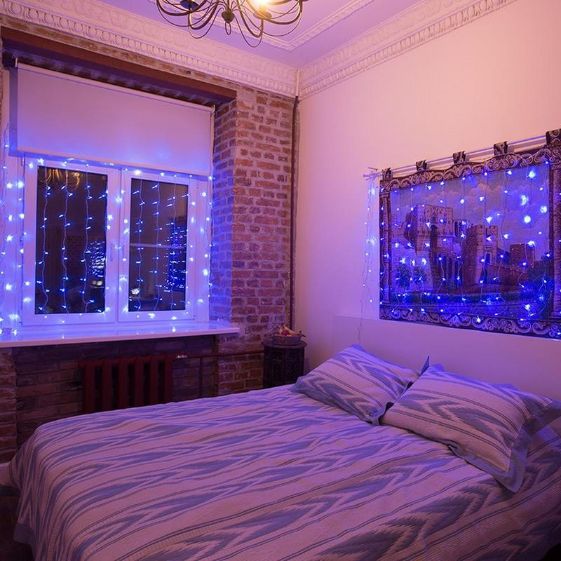 Гирлянда светодиодная Занавес 1,5x1 м, 96 LED, мерцание, Синий,  235-023 - фото 2