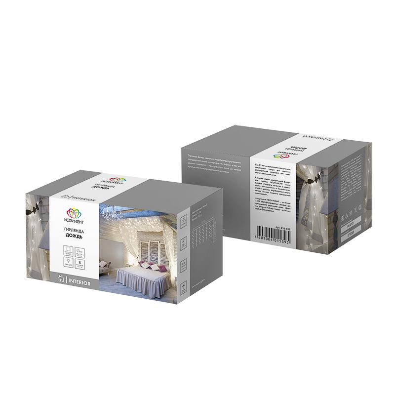 Гирлянда светодиодная Дождь 1,5x1,5 м, 144 LED, мерцание, белый,  235-035 - фото 5