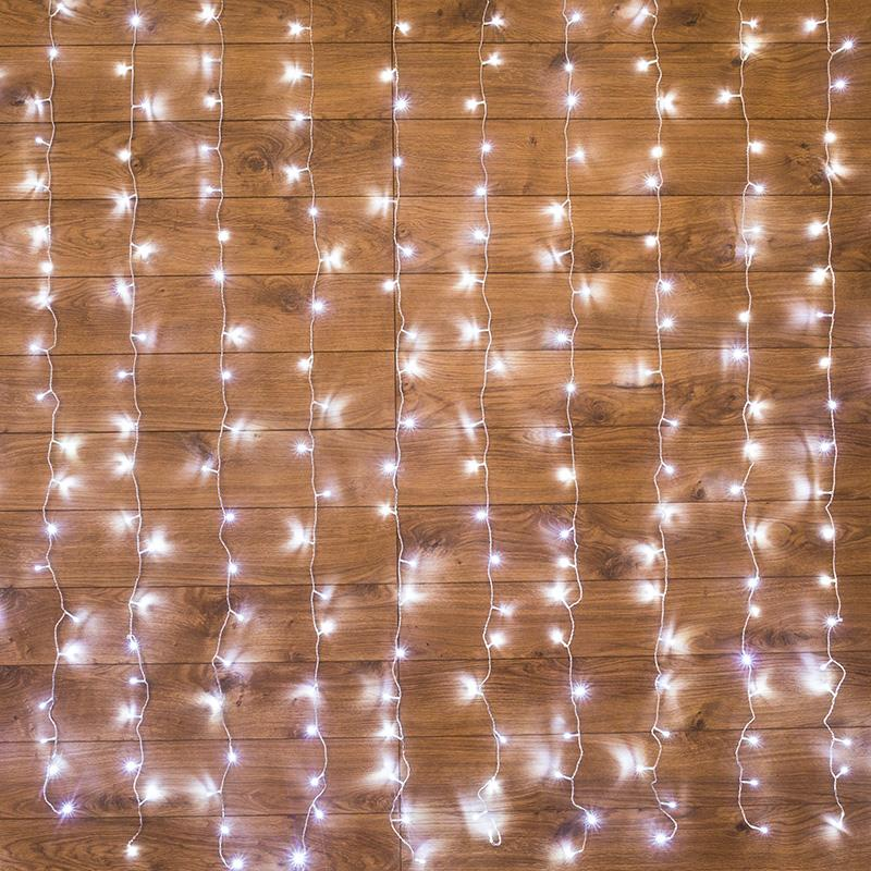 Гирлянда светодиодная Дождь 2,5x2 м, 300 LED, мерцание, Белый 235-055 - фото 1