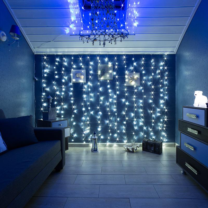 Гирлянда светодиодная Дождь 2,5x2 м, 300 LED, мерцание, Белый 235-055 - фото 2