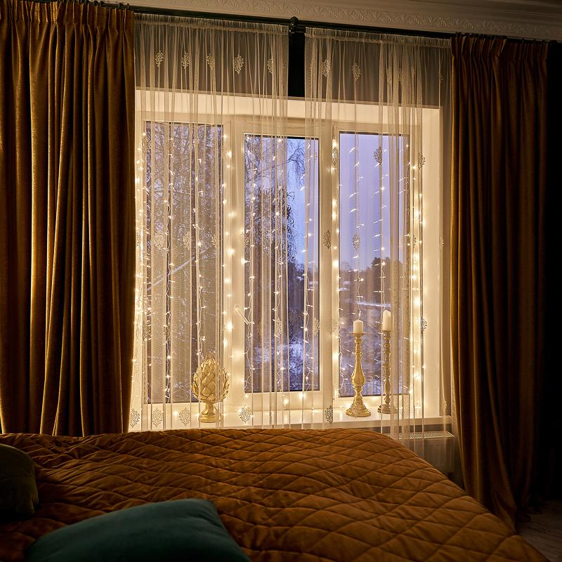 Гирлянда светодиодная Дождь 2,5x2 м, 300 LED, шарики, мерц, Теп бел 235-056 - фото 2