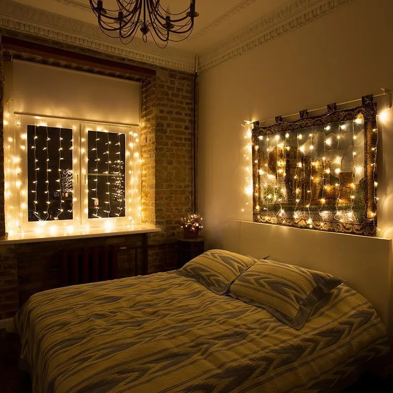 Гирлянда светодиодная Дождь 240LED, 2x3 м, МЕРЦАНИЕ, Теплый Белый 235-066 - фото 2