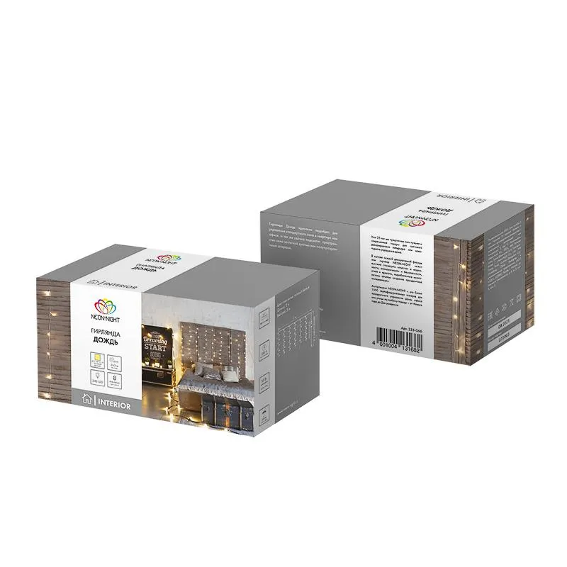 Гирлянда светодиодная Дождь 240LED, 2x3 м, МЕРЦАНИЕ, Теплый Белый 235-066 - фото 4