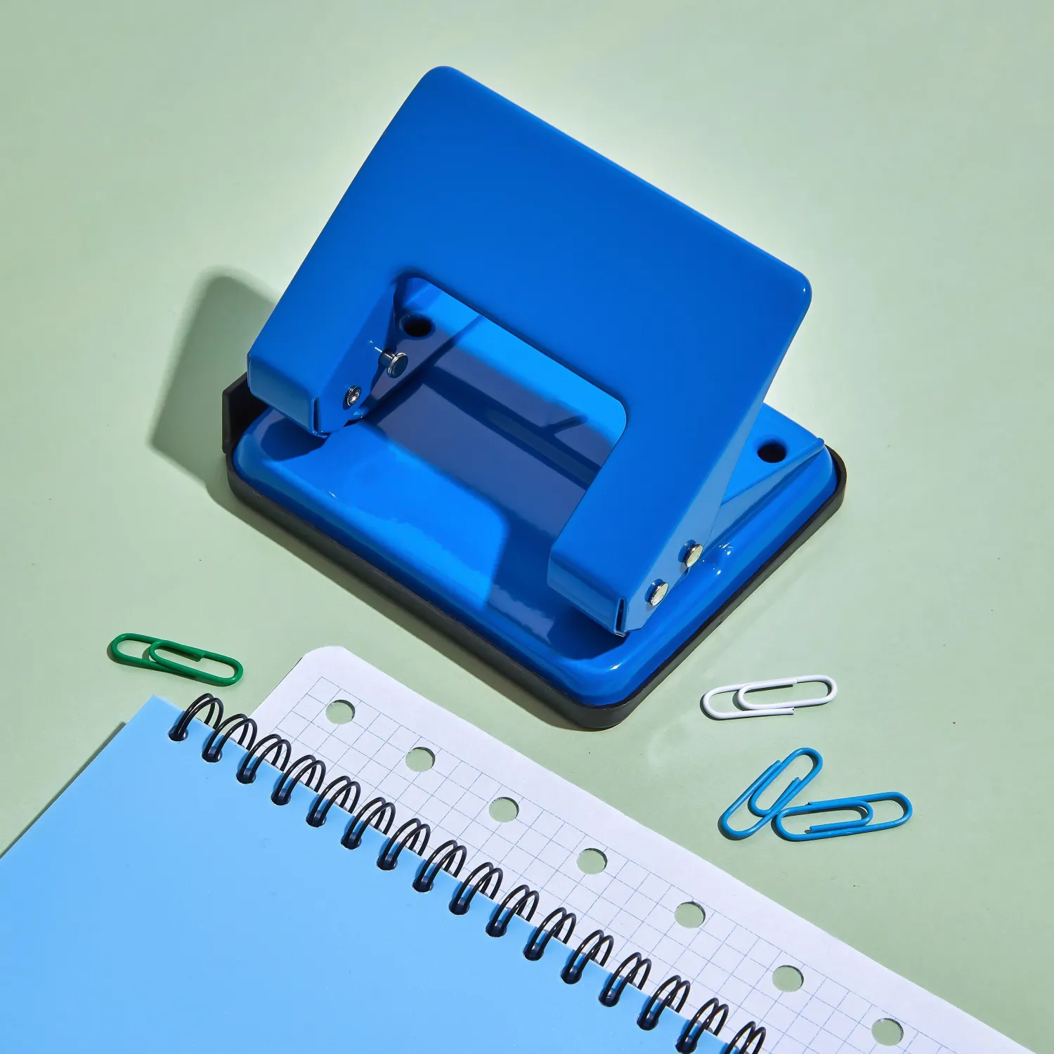 Дырокол до 20 листов, с линейкой, металл, синий - фото 9