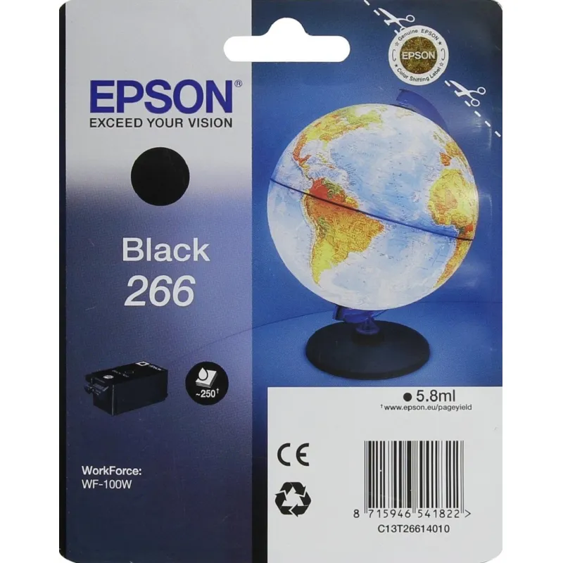 Картридж струйный Epson T266 C13T26614010 чер. для WF-100 - фото 1