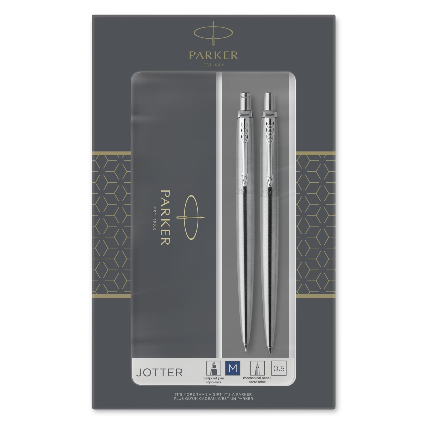 Набор пишущих принадл. PARKER Jotter Stainless Steel шар.ручка+кар,2093256 - фото 2