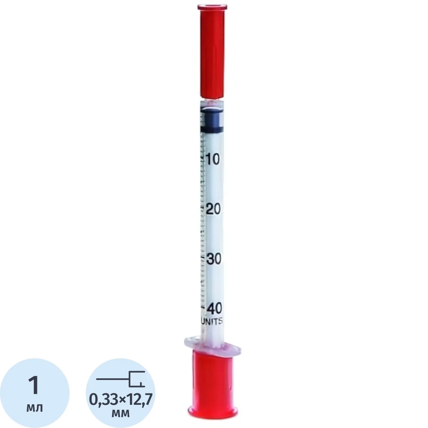 Шприц инсулиновый U-40 1мл 29G(0,33x12,7) инт. 10ш/уп SFM - фото 1