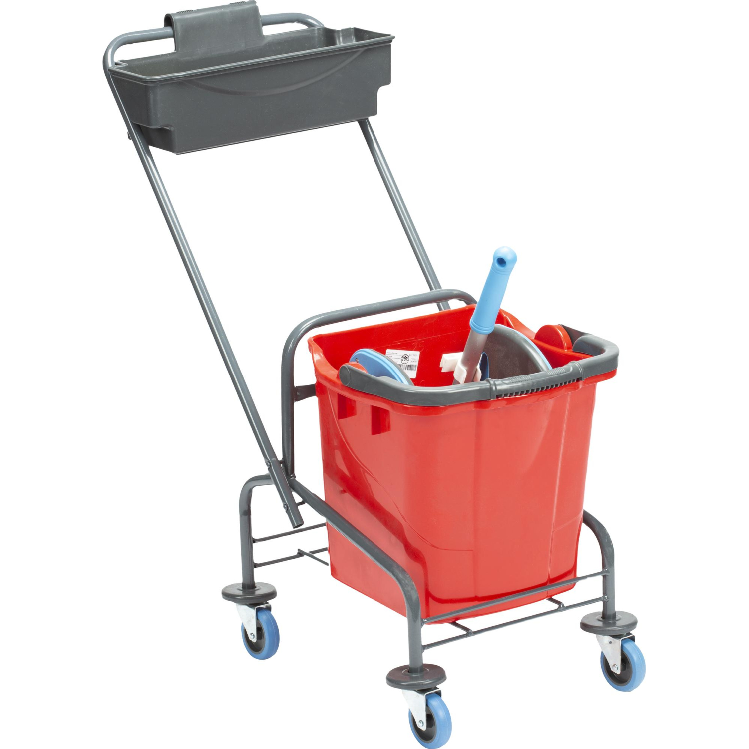 Тележка уборочная одноведерная 25л отжим, контейнер, мет.каркас ТК722 Тележка уборочная одноведерная 25л отжим, контейнер, мет.каркас ТК722 - фото 1