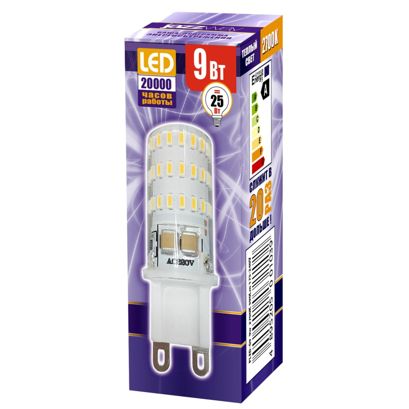 Лампа светодиодная PLED-G9  9w  2700K 590Lm 175-240V Jazzway - фото 2