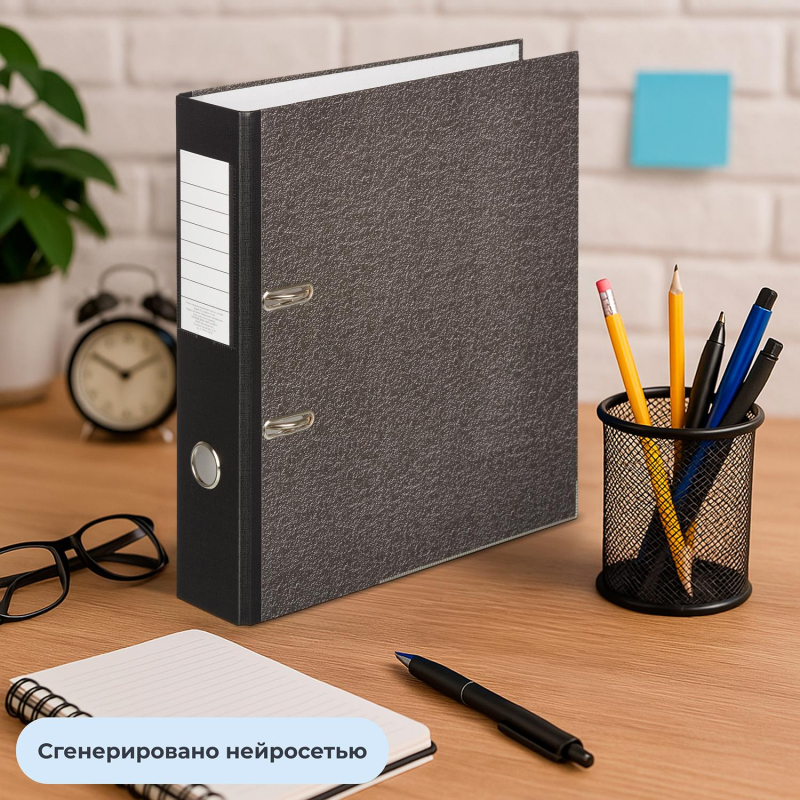 Папка-регистратор 75 мм Attacheмрамор,мет.уг.,черный кореш,карм.кор,бум/бум - фото 12