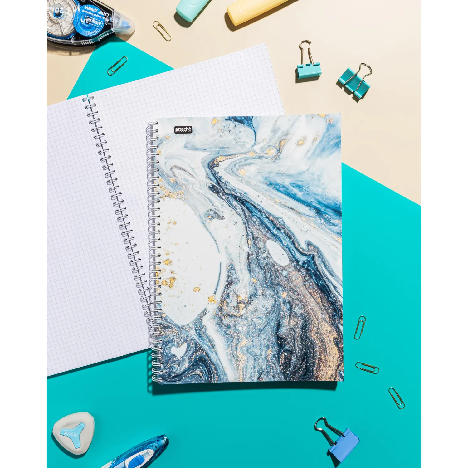 Бизнес-тетрадь А4,96л,кл,греб,ламин.обл. Attache Selection Fluid Серо-Голуб - фото 9