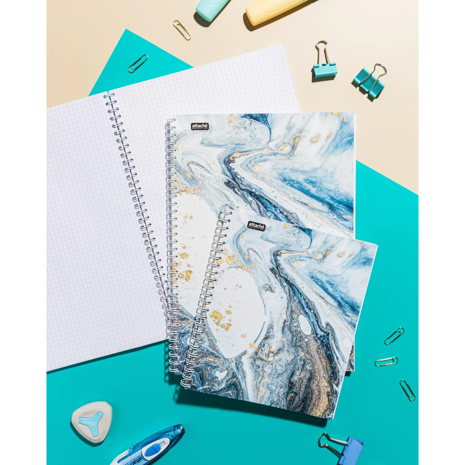 Бизнес-тетрадь А4,96л,кл,греб,ламин.обл. Attache Selection Fluid Серо-Голуб - фото 10