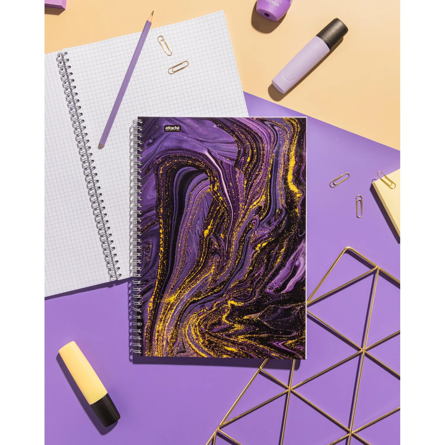 Бизнес-тетрадь А4,96л,кл,греб,ламин.обл. Attache Selection Fluid Фиолетовый - фото 10