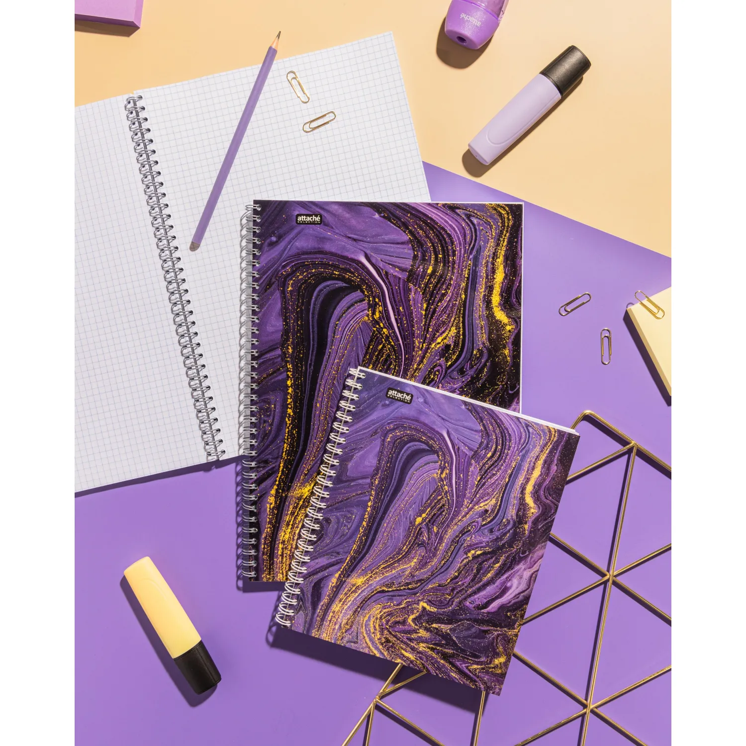 Бизнес-тетрадь А4,96л,кл,греб,ламин.обл. Attache Selection Fluid Фиолетовый - фото 11