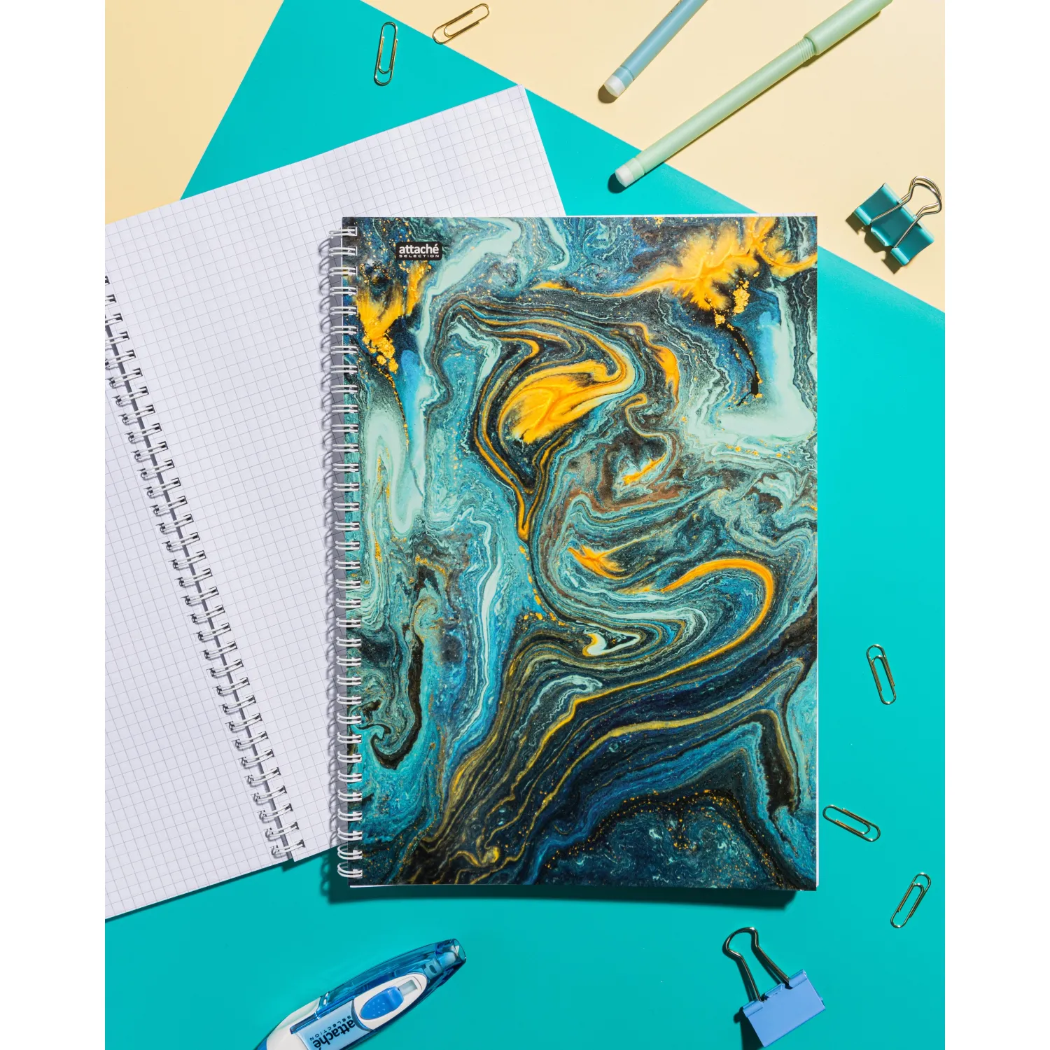Бизнес-тетрадь А4,96л,кл,греб,ламин.обл. Attache Selection FluidБирюзовый - фото 9