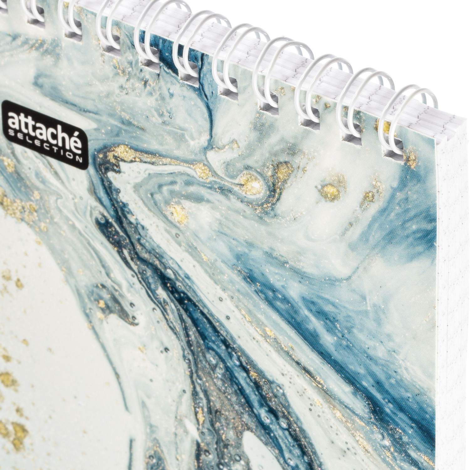 Блокнот А6,80л,кл,греб,карт.обл+УФ-лак Attache Selection FluidСеро-Голуб - фото 4