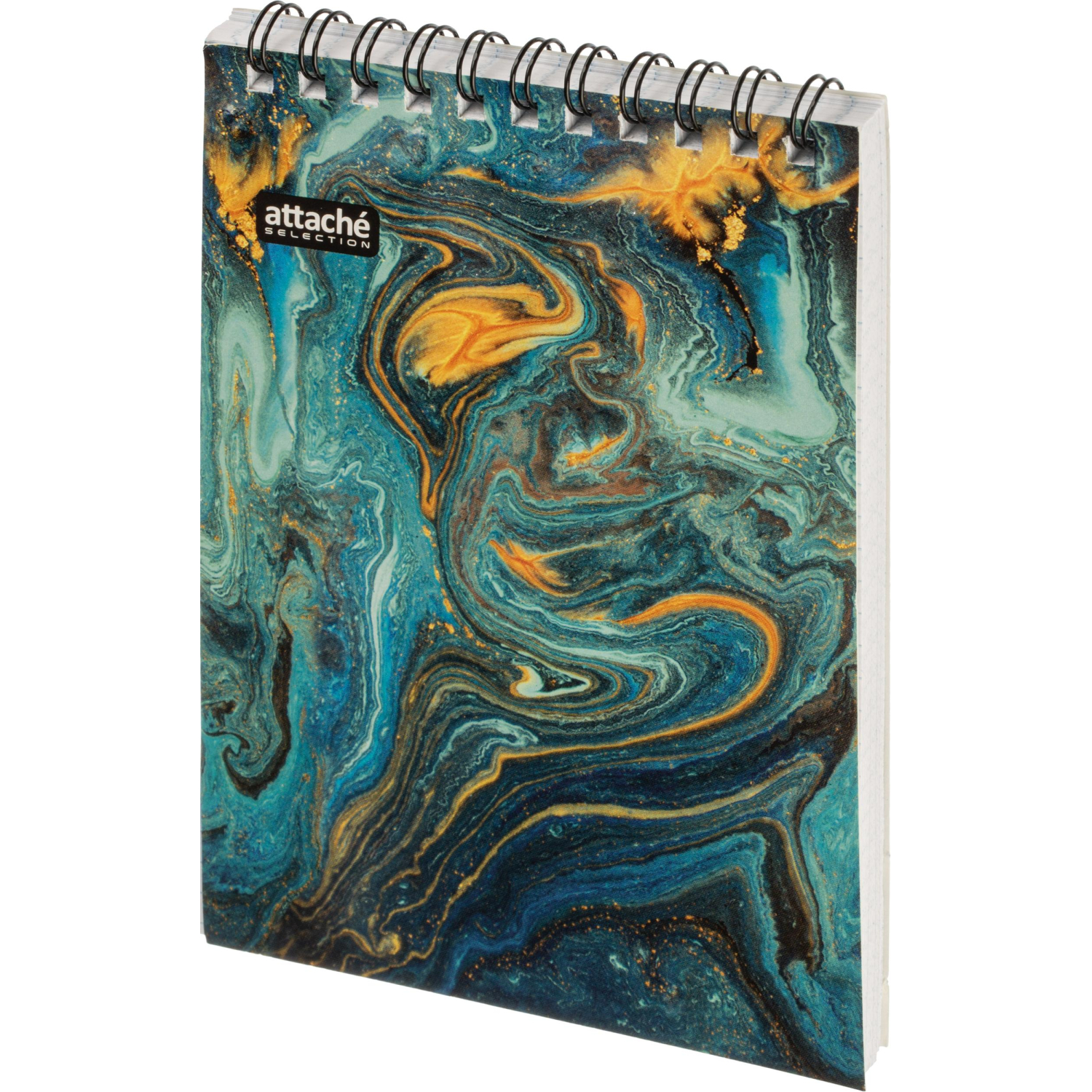 Блокнот А6,80л,кл,греб,карт.обл+УФ-лак Attache Selection Fluid Бирюзовый - фото 3