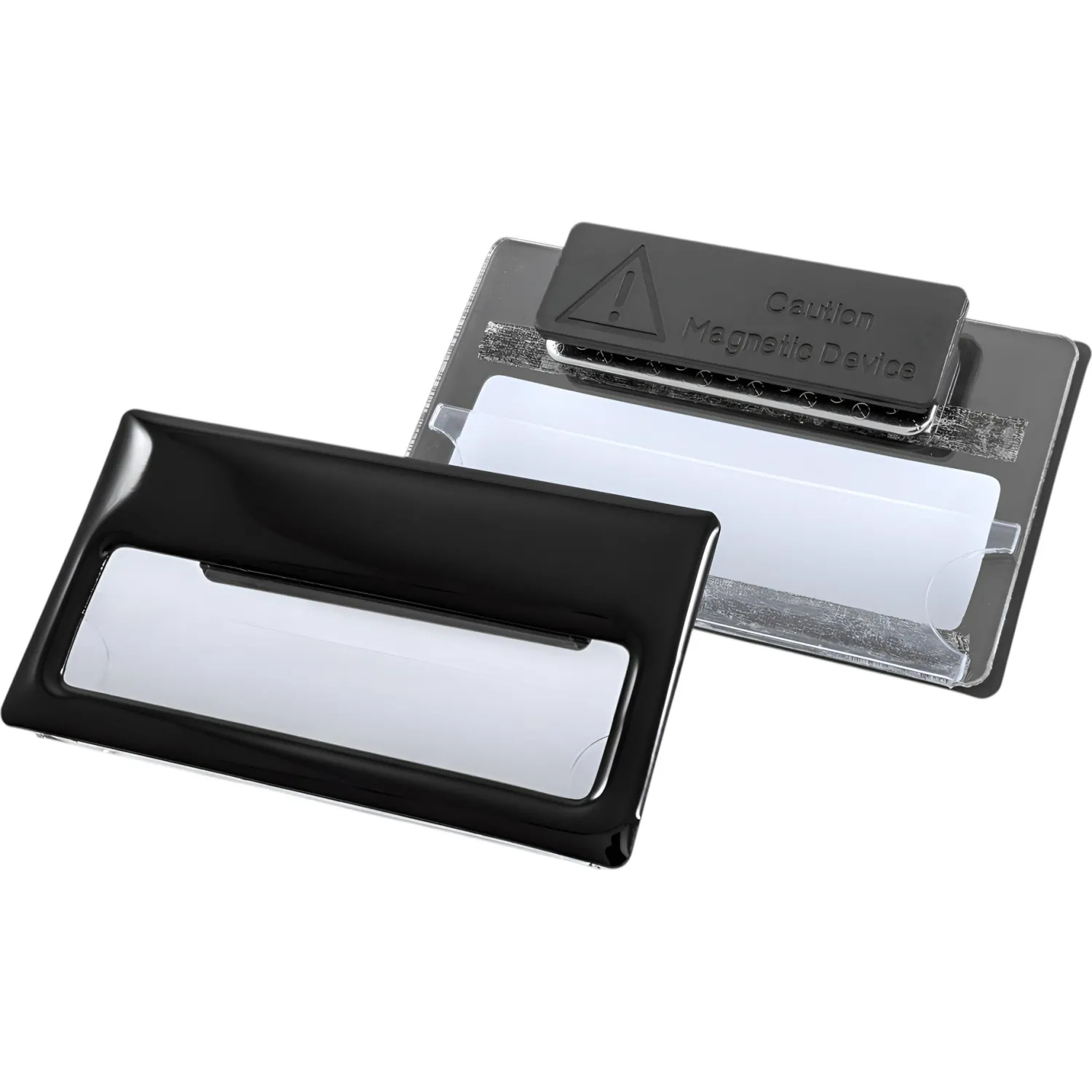 Бейдж с окном для сменной информации,  размер  70x40 мм, черный, на магните - фото 2