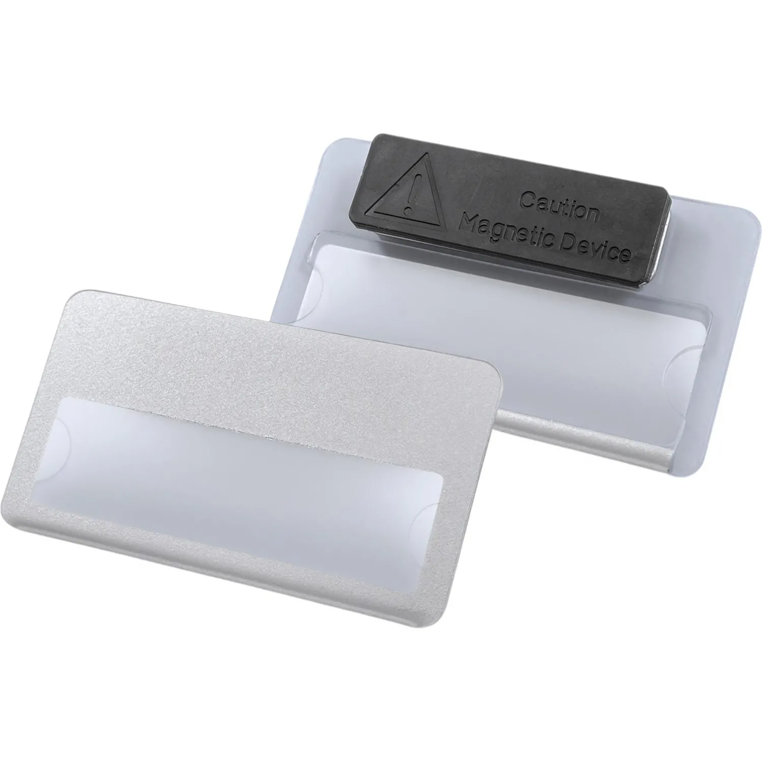 Бейдж с окном для сменной информации магнит,70x40 мм серебрист - фото 2