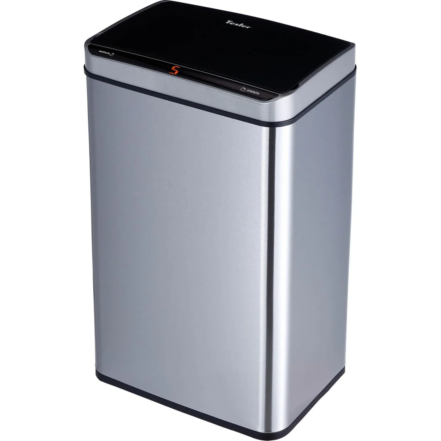 Ведро мусорное сенс сталь с крышкой глянц 330х240х670_STB-40 INOX - фото 1