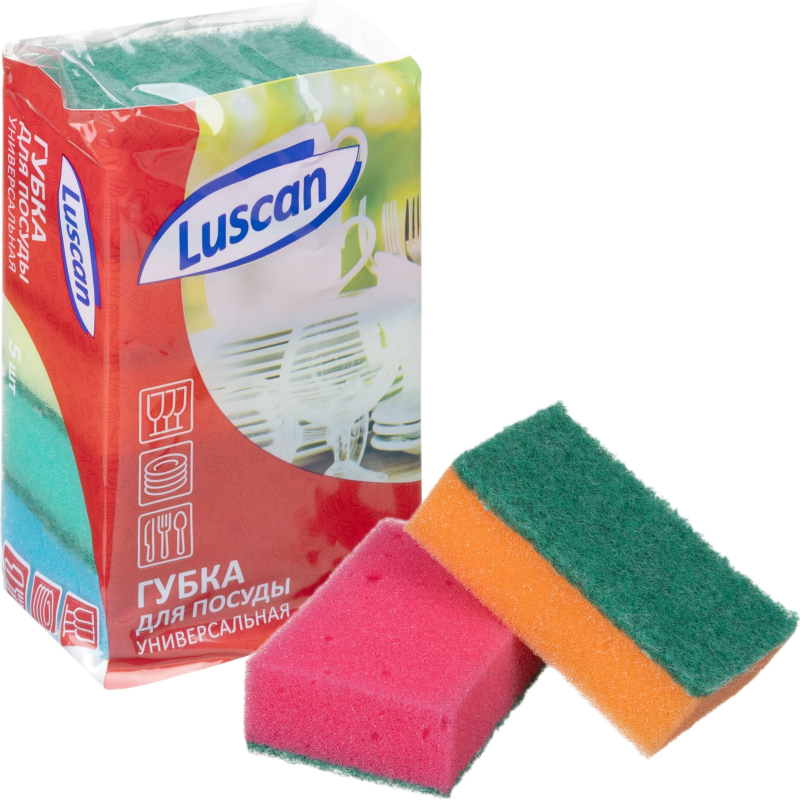 Губки для посуды Luscan 80х50х26мм 5шт/уп - фото 1