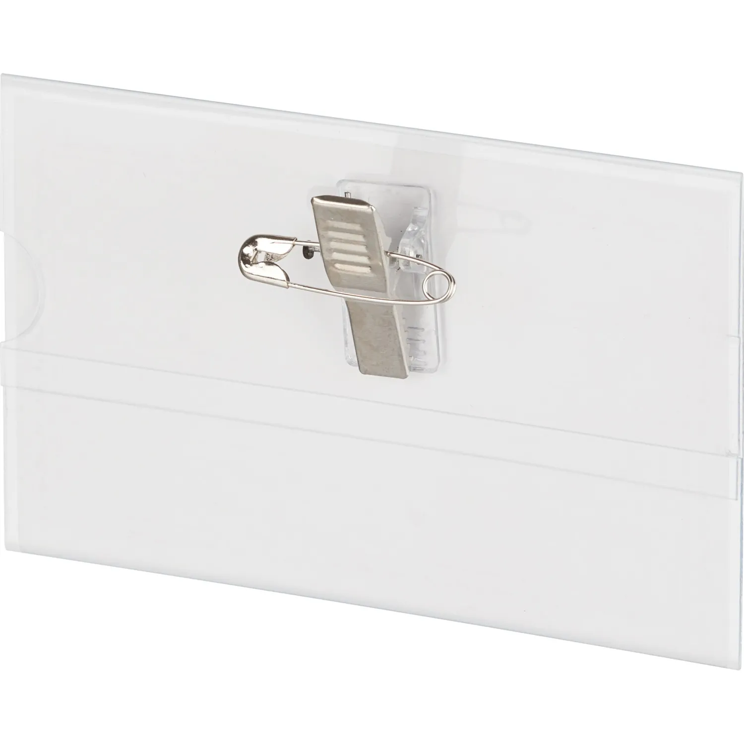 Бейдж 90х55мм Attache металл зажим/булавка (50шт) - фото 2