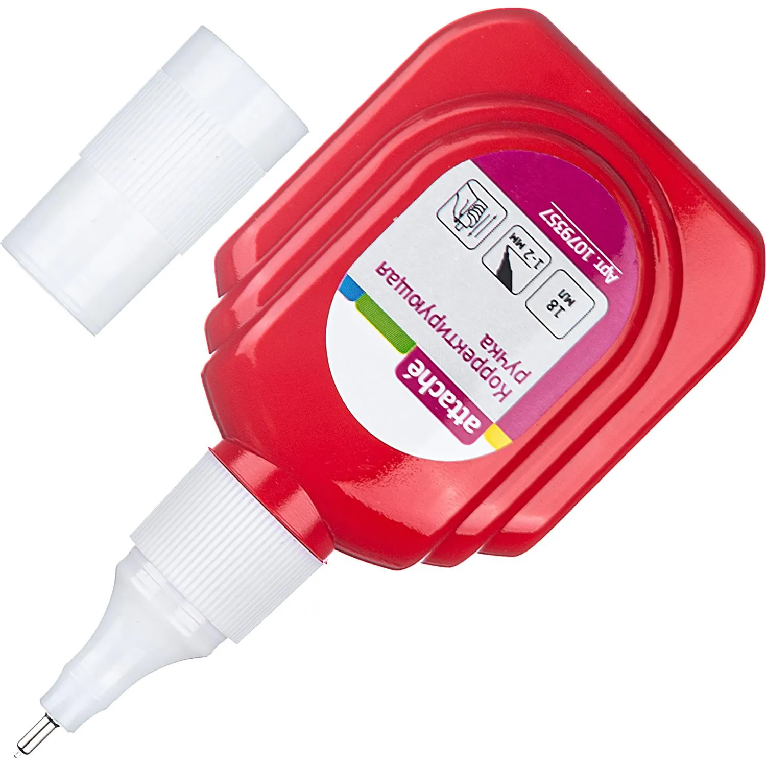 Корректирующий карандаш 18 мл Attache металлический наконечник красная - фото 2