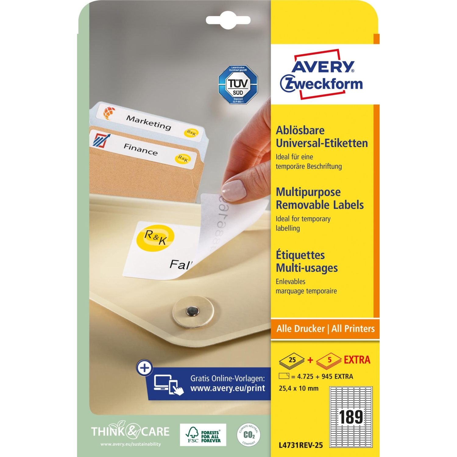 Этикетки самоклеящиеся L4731REV-25Удаляемые,25.4х10мм,IJ+L+K+CL,4725шт/уп - фото 2