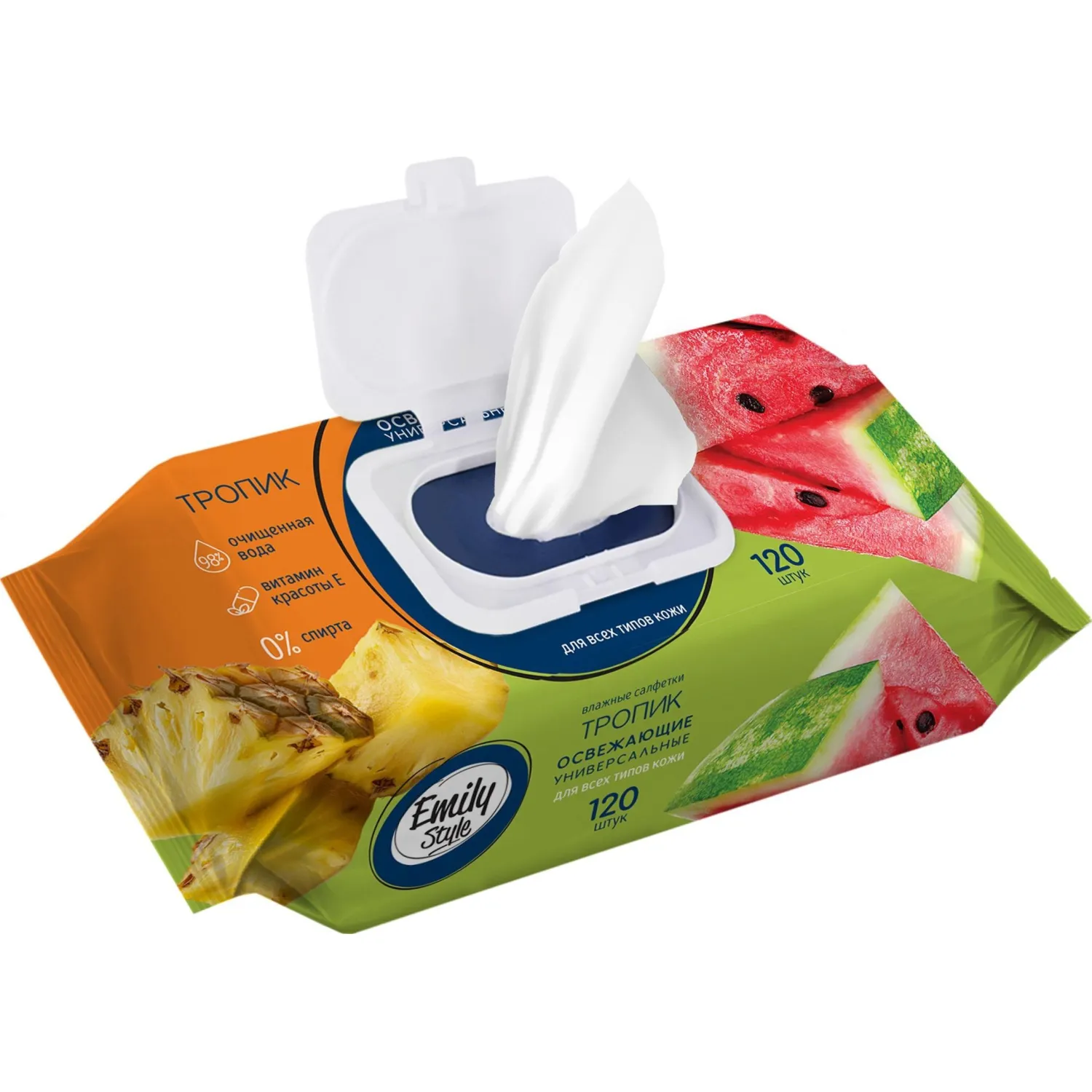 Салфетки влажные Emily Style Tropic   100+20шт/уп. с клапаном - фото 4