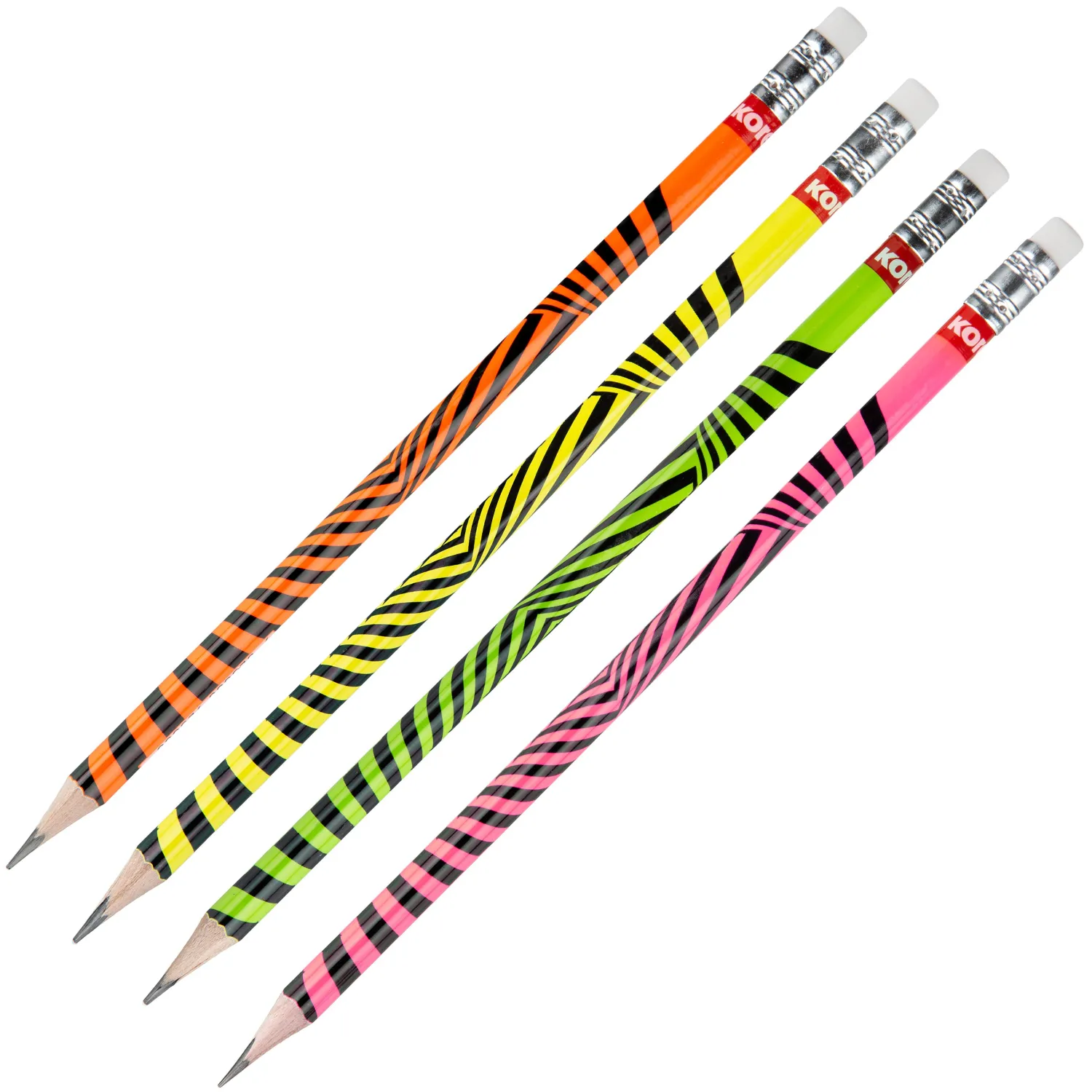 Карандаш чернографитный Kores Grafitos Neon трехгранный HB с ластиком - фото 3