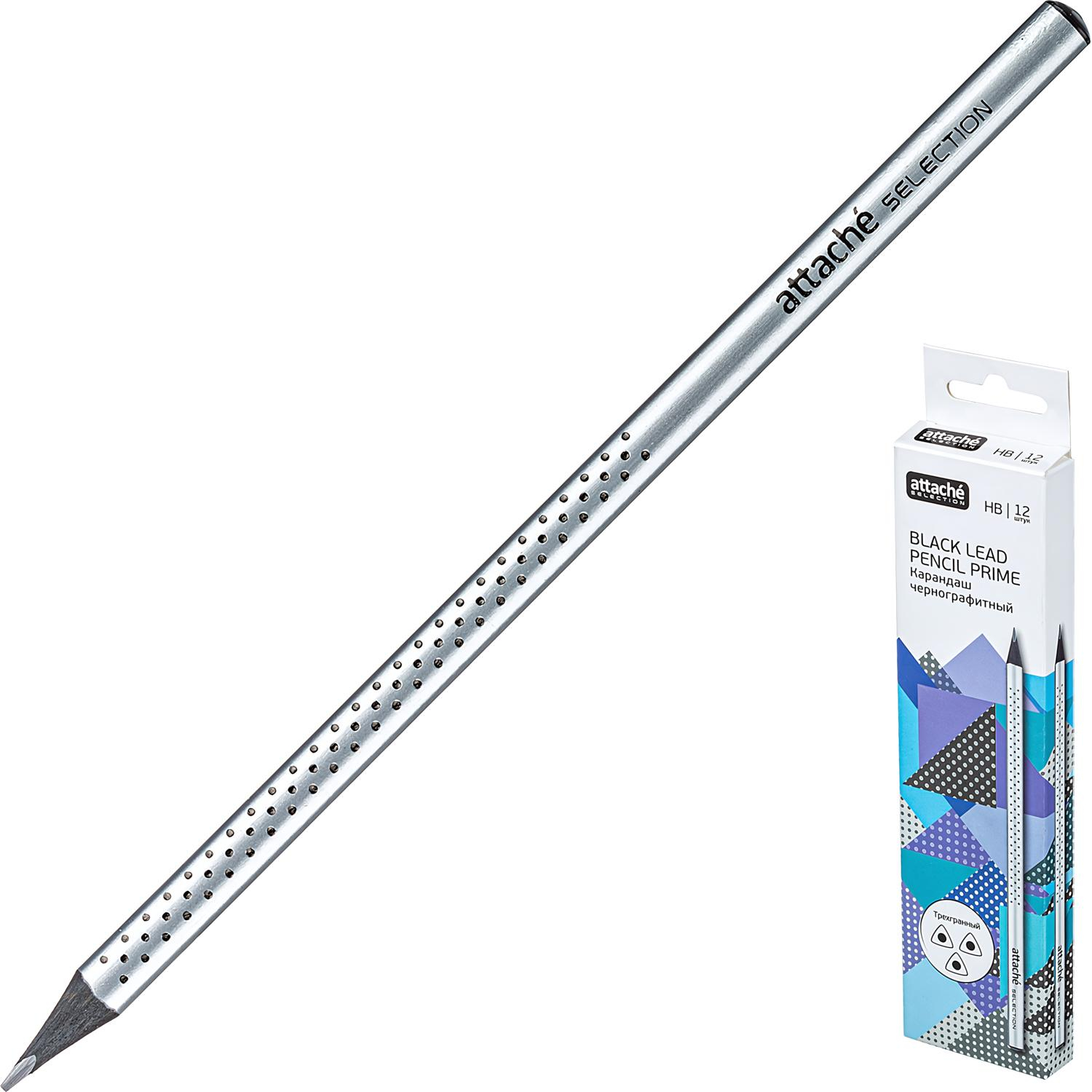 Карандаш чернографитный Attache Selection Prime,б/ласт,HB,сереб.кор.в точку - фото 4