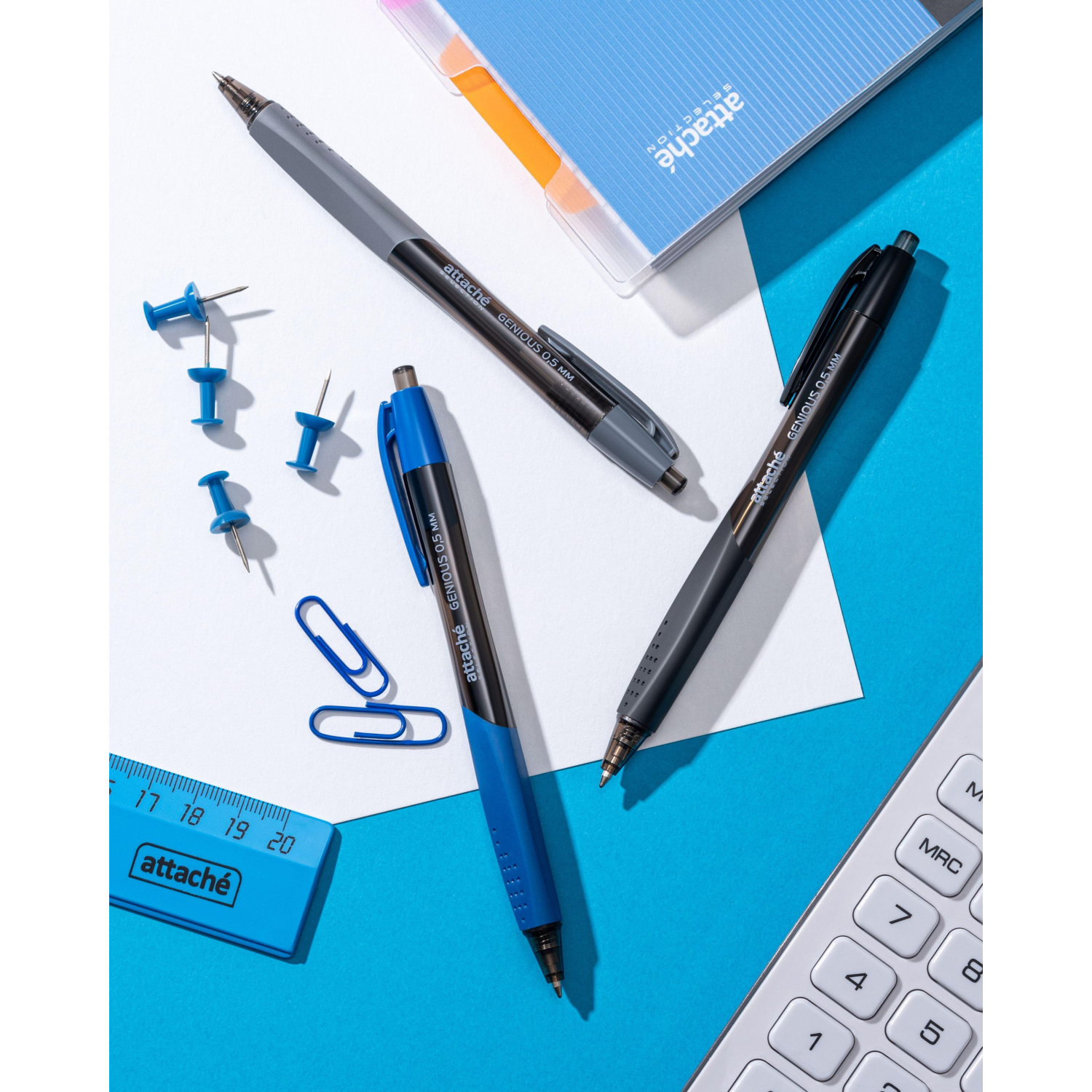 Ручка шариковая автомат. Attache Selection Genious,син,корп.асс,манж - фото 9