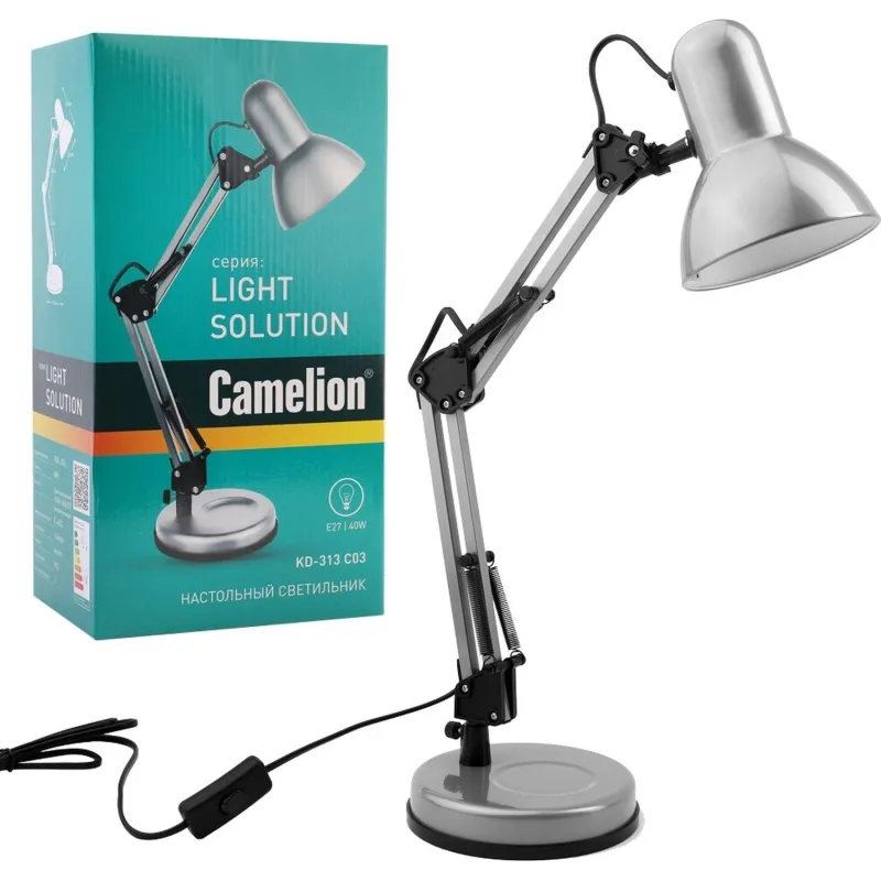 Светильник Camelion KD-313 на подставке E27 серебр Светильник Camelion KD-313 на подставке E27 серебр - фото 3