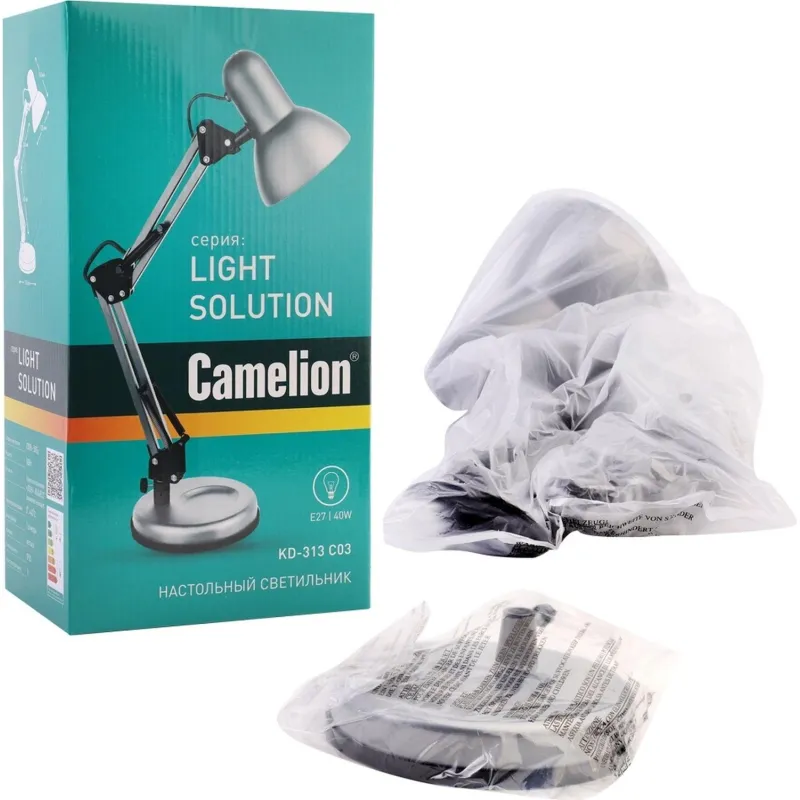 Светильник Camelion KD-313 на подставке E27 серебр Светильник Camelion KD-313 на подставке E27 серебр - фото 4